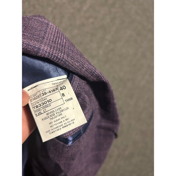 Ted baker suit Karl sport blazer modern size 40R windowpane purple new unlined - Picture 5 of 13